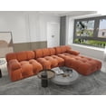 thumbnail image 5 of Sdorens Modular Sectional Sofa,L-Shaped Sofa Velvet Couch Free Combination Sofa,3-Seat Sofa with Ottoman for Living Room and Apartment,Orange, 5 of 11