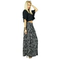 thumbnail image 4 of Bimba Women Long Black Skirt Printed with Slit Polyester Cotton Bohemian Style Wrap, 4 of 6