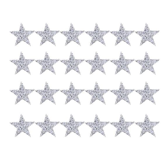 24pcs Rhinestone Glitter Fabric Sewing Patches Iron-On Stars Shaped Patches Clothing Patches Appliques for Children’s Women Girl