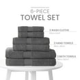 thumbnail image 3 of Martex 6-Piece 100% Ringspun Cotton Towel Set, Quick Dry Soft & Absorbent, Dark Grey, 3 of 8