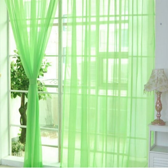 Bxaolu Sheer Curtain Panels for Living Room Elegant Window Treatment Sets Light Filtering Translucent Draperies for Office Home(Green,2 Panels,W31.5 x L79inch)