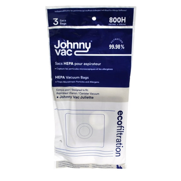 Johnny Vac Juliette Eco Filtration HEPA Vacuum Bags 3 Pack 800H