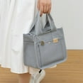 thumbnail image 5 of Canvas Tote Bag for Women Foldable Tote Bag with Zipper Travel Large Shoulder Bag Handbag for Work Large Capacity Portable Messenger Bag Gray, 5 of 7