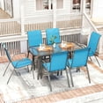 thumbnail image 4 of LAZY BUDDY 7-Piece Patio Dining Set, Oudoor Table and 6 Stackable Chairs Set with Umbrella Hole for Lawn, Backyard, Poolside, 4 of 14