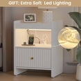 thumbnail image 6 of PLAMLE Nightstand side End Table for Bedroom with Drawers Storage Retro End Table Table with Charging Station Wooden for Living Room, 6 of 8