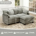 thumbnail image 6 of BedLuxury 76.7'' Loveseat Sofa with Ottoman for Living Room, Modern Chenille Comfy L Shaped Couch, 2-Seat, Grey, 6 of 10