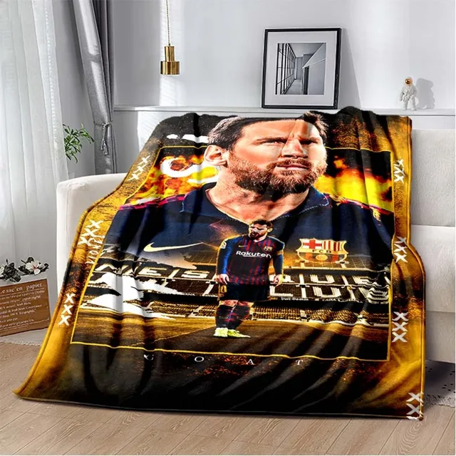 Manta de franela de fútbol superstar para adultos y niños, manta portátil para decoración de sofá y cama, regalo, l-leo, messi-i