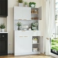 thumbnail image 2 of Planntonneo Fluted Kitchen Pantry Cabinet Hutch with Microwave Stand, 2 of 7