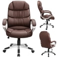 thumbnail image 3 of Lacoo Faux Leather High-Back Executive Office Desk Chair with Armrests, Brown, 3 of 7