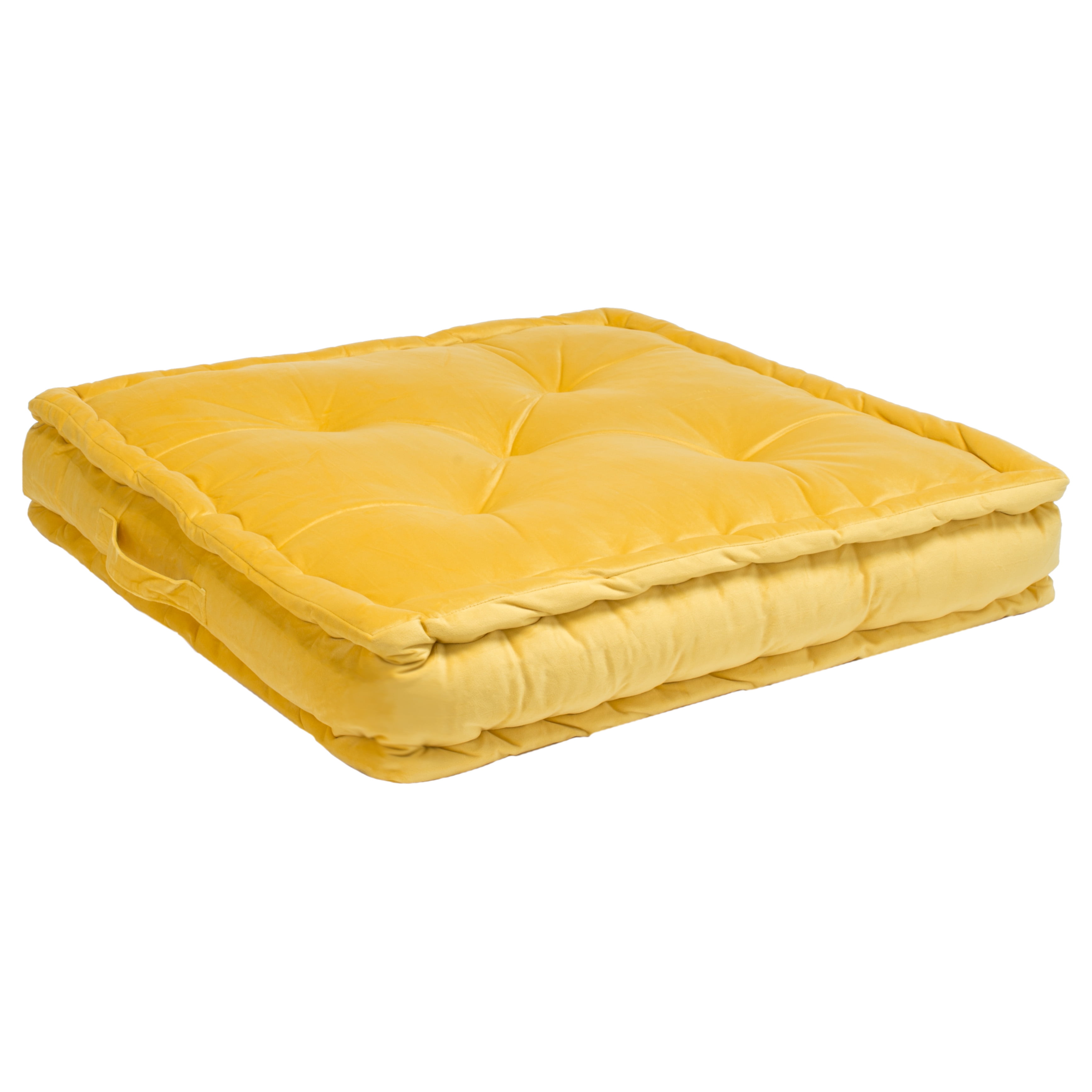 SAFAVIEH Navi Solid Floor Pillow, 25" x 25", Yellow