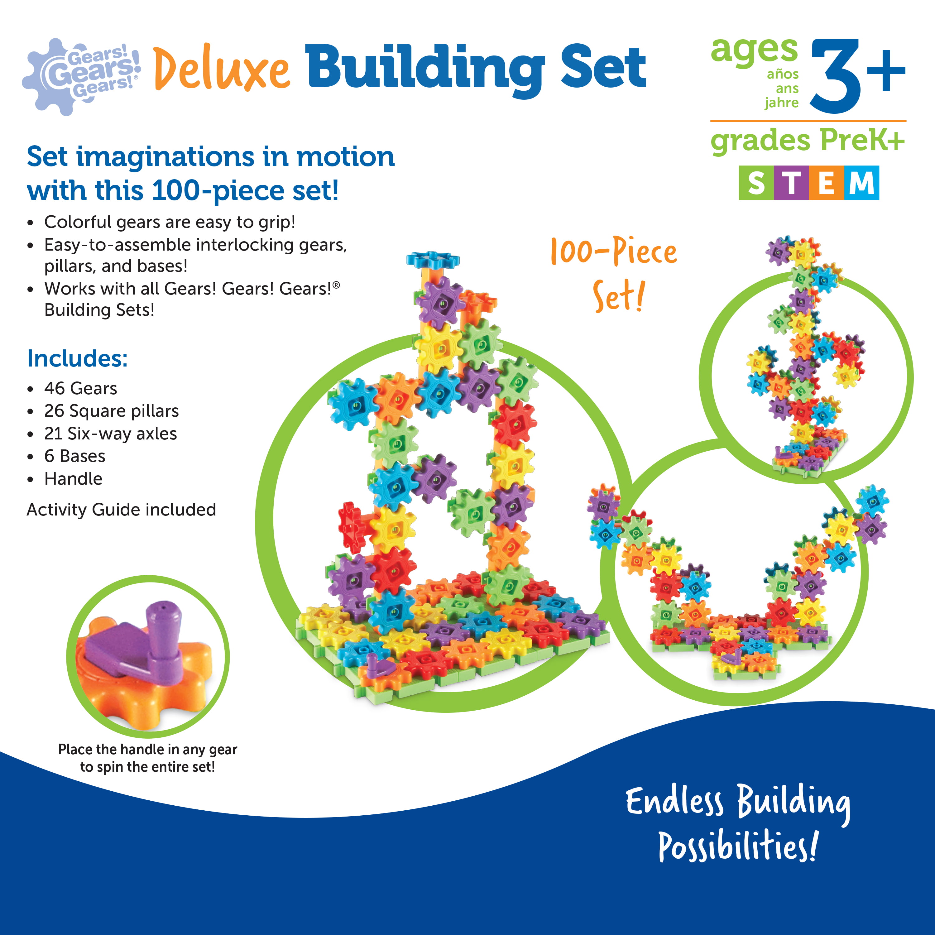 Ages 3+ Construction Toy Learning Resources 100 Piece Deluxe Building Set 