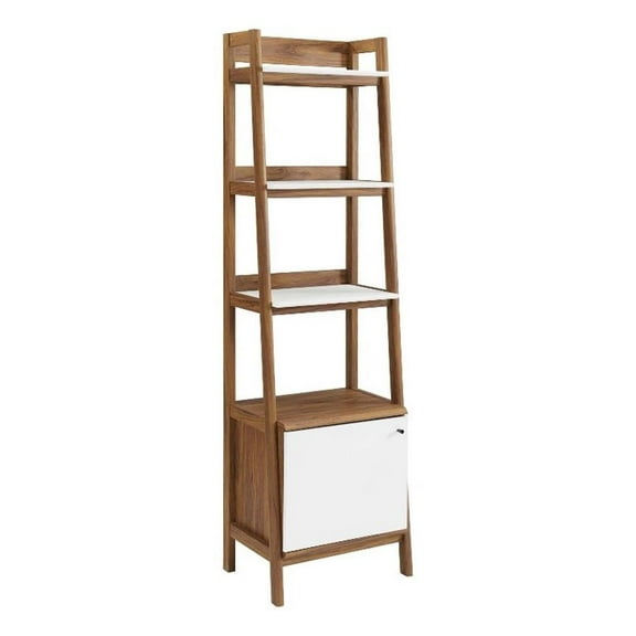 Pemberly Row 21" Modern MDF Wood Storage Bookshelf in Walnut/White