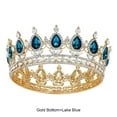 thumbnail image 3 of mmirethe Exquisite Craft And Delicate Pattern Rhinestone For Wedding Or Bridal Electroplated Tiaras Gold + lake blue 1Set, 3 of 6