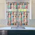 thumbnail image 3 of Dog Print Kitchen Curtains 36 Inch Short - 3 Panel Set, Cute Puppy & Floral Design, Rod Pocket Pet Lover Curtains 100% Polyester, Paw & Bone Pattern for Kitchen, Living Room, Bedroom, Easy Wash, 3 of 6