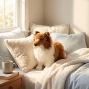 MAOWO Planet Realistic Standing Shetland Sheepdog Plush Toy, Sable and White Stuffed Sheltie Dog, 11.4 Inches