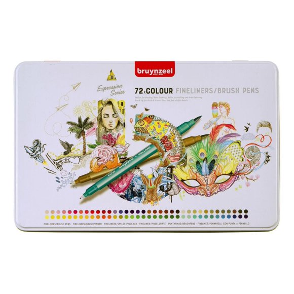 Rotuladores Doble Punta 72Pz Bruynzeel Con Caja Metal Multicolor