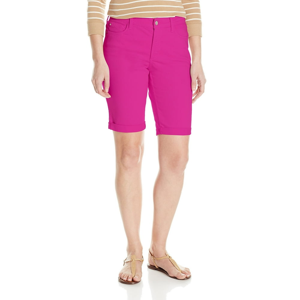 NYDJ NYDJ NEW Purple Womens Size 10 Cuffed Stretch Denim Bermuda