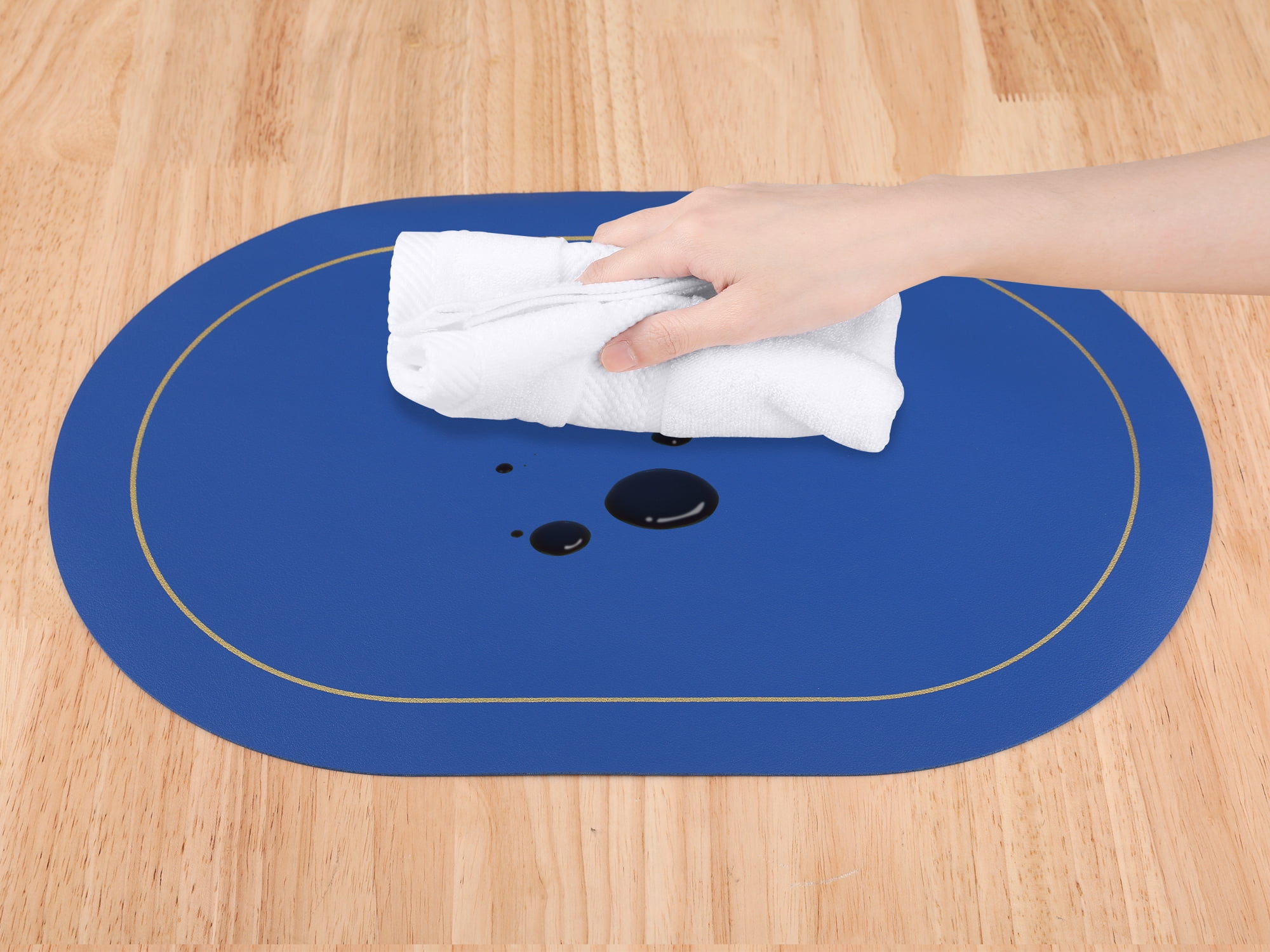 Unique Bargains Set of 6 Faux Leather Placemats Blue