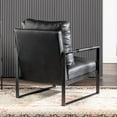 thumbnail image 5 of Dtwnek Mid Century Modern Accent Chair with Metal Frame, PU Leather Upholstery Armchair for Living Room, Bedroom, Home, Office, Black, 5 of 6
