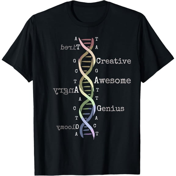 Rainbow DNA Tee Awesome Genome Funny Science Birthday Gift T-Shirt men and women can wear, black, white, gifts