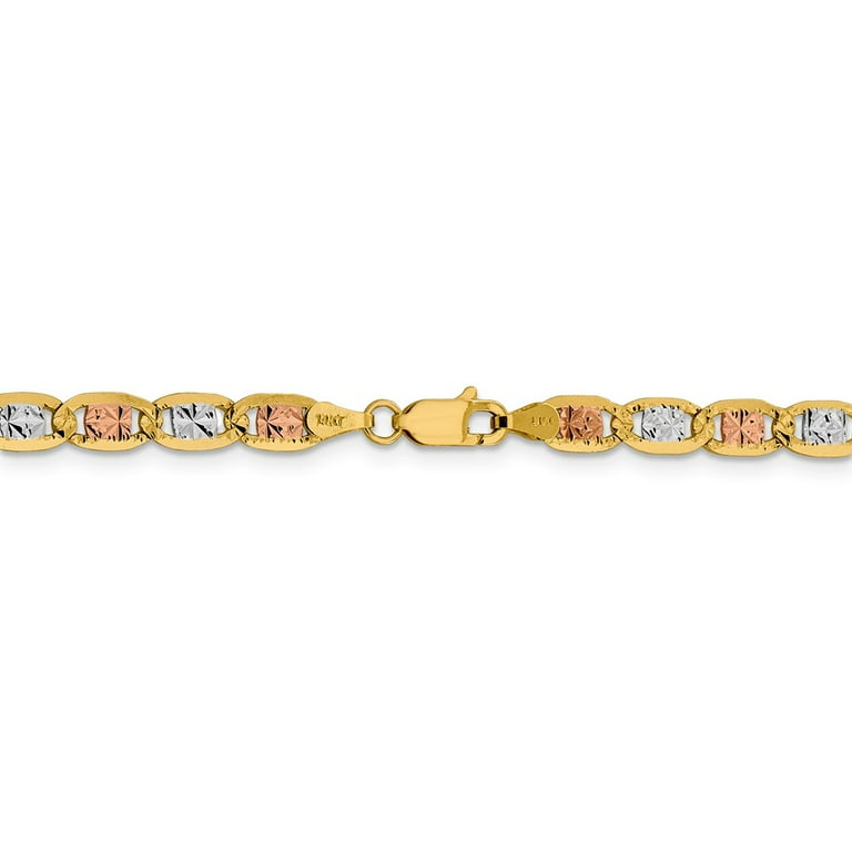 14K Two-Tone Gold chain 24 in 4.65 mm 4.65mm Tri-color pave