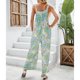thumbnail image 3 of Mono Suelto Estampado Pierna Ancha Moda Casual Cómodo Mono Suelto Sin Mangas Estampado para Mujer Verde XXL, 3 of 8