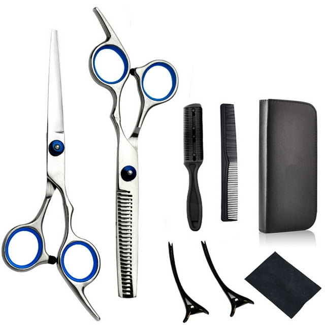 Juego de 8 tijeras para el cabello, tijeras para adelgazar los dientes, tijeras para recortar el cabello para peluquería en casa