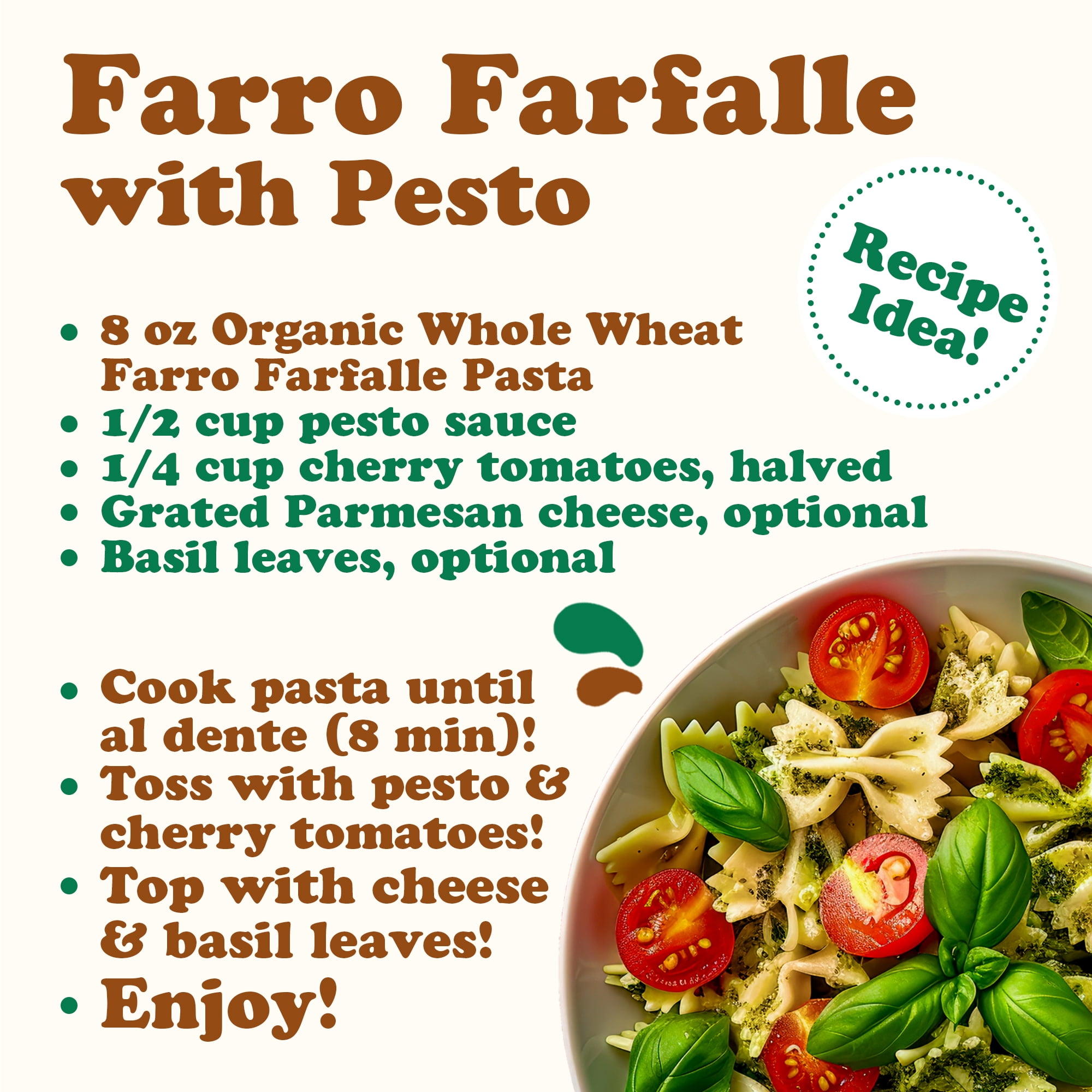 Organic Farro Farfalle Pasta, 1.1 lb (Pack of 4) – Italian Whole Wheat and Non-GMO Bow-tie Pasta – by Food to Live