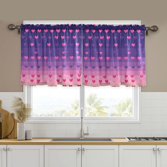Yayeee Kitchen Curtains Tier Set of 2 Light Filtering 57"x24" Over Sink Window Panels, Gradient Love