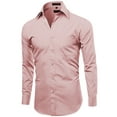 thumbnail image 2 of Men's Classic Fit Long Sleeve Wrinkle Resistant Button Down Premium Dress Shirt (New Pink, 4XL), 2 of 4