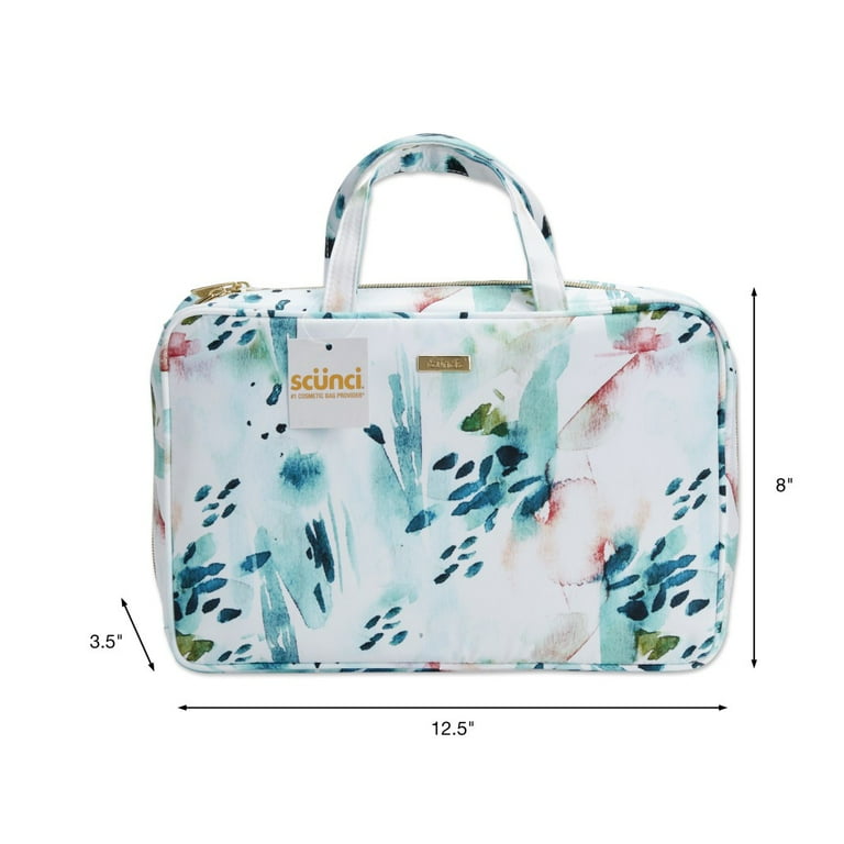scunci 2-Piece Weekender Set with Floral Design and Clear Pouch