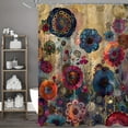 thumbnail image 2 of One Piece Of Retro Creative Mandala Green Plant And Flower Printed Waterproof Shower Curtain, Curtain, 2 of 7