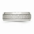 thumbnail image 3 of White Stainless Steel Ring Band Wedding Brushed and Polished Hammered 7.50mm, 3 of 6