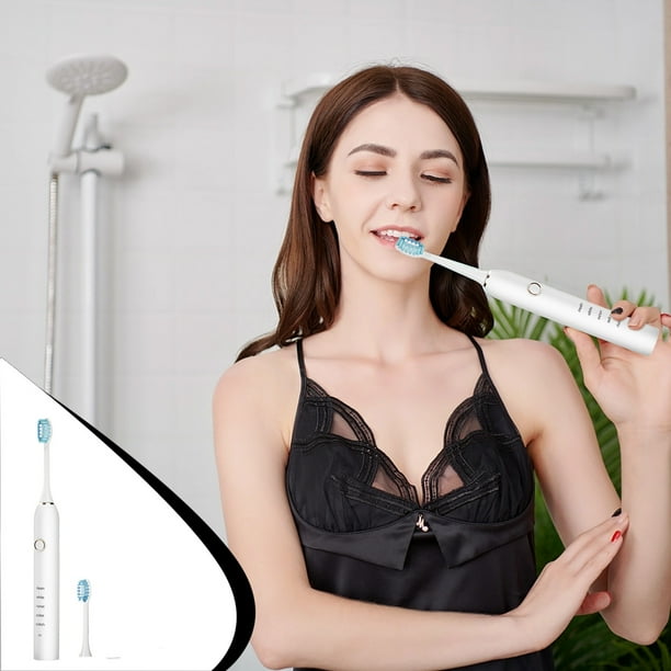 Cepillo de dientes eléctrico con carga USB, 2 cabezales, temporizador inteligente de 5 modos, IPX7.
