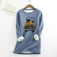 thumbnail image 2 of Babysbule Tops for Women Women O-Neck Loungewear Nightgowns Long Sleeve Print Fall Fleece Tops, 2 of 6