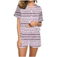 thumbnail image 2 of Fznquz Pajamas for Women Set 2 Piece Christmas Button Up Sleepwear Tops and Shorts Short Sleeve Xmas Print Pjs, 2 of 9
