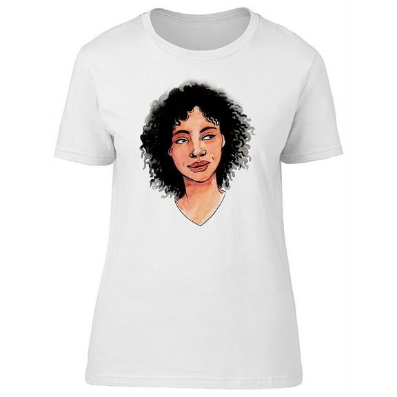 Girl With Red Lips & Afro T-Shirt Women -Image by Shutterstock, Female Large