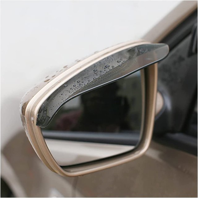 LAICAIW 2PCS Car Rear View Mirror Rain Eyebrows, Rainproof Auto Side Guard, Waterproof PVC Vehicle Rearview Visor Smoke Cover, Accessories for Truck, SUV, Van (Transparent Black) (52)