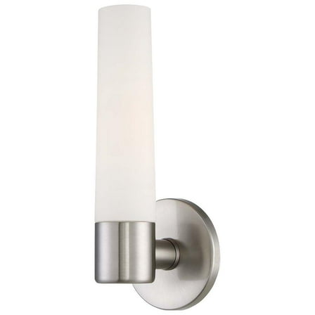 Hampton Bay Arla 1-Light Brushed Nickel Sconce with Tube Etched Glass 1000036992