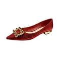 thumbnail image 2 of Zapatos de mujer primavera 2022, zapatos rojos para mujer, tacones bajos, zapatos de tacón puntiagudo de seda, zapatos sencillos de tacón bajo con hebilla, 2 of 5
