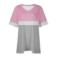 thumbnail image 4 of fheaev Hauts Grande Taille pour Femmes Haut d'Été Plissé Col Rond Manches Courtes Tunique Décontractée Basique Tee Blouses T-Shirts, 4 of 4
