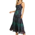 thumbnail image 3 of Sakkas Adela Women's Tie Dye Embroidered Adjustable Spaghetti Straps Long Dress - Teal - L/XL, 3 of 5