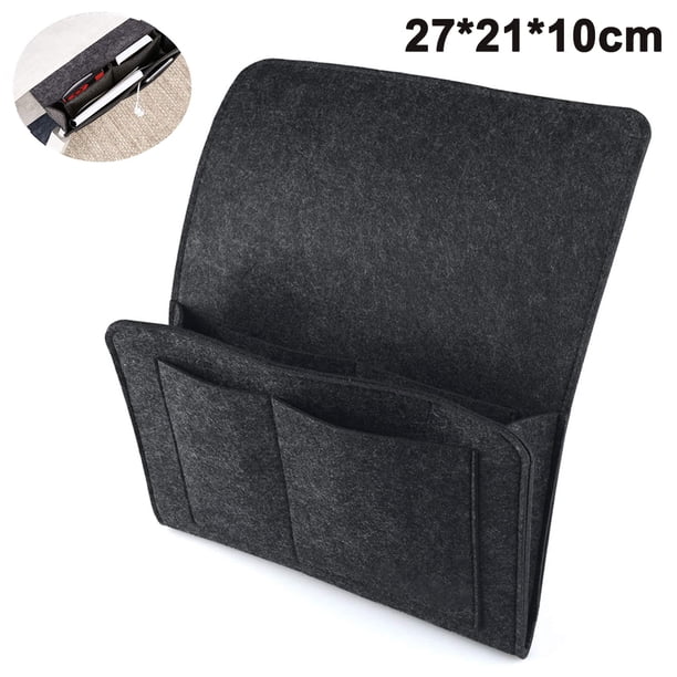 Bolsa organizadora colgante de fieltro para mesita de noche con 5 bolsillos para guardar controles remotos de TV, revistas, libros, teléfono celular, anteojos, iPad, Ultrabook Xemadio 2034632-3