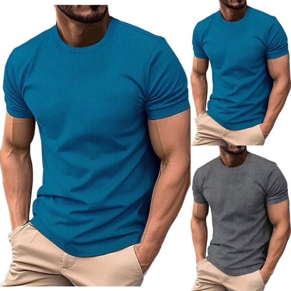 Hilenly Mens Short Sleeve T-Shirt Summer Muscle Slim Fitted Crewneck Longline Tees Shirt Moisture Wicking Gym Workout Shirts