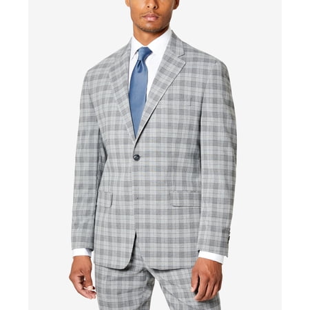 Men's Classic-Fit UltraFlex Stretch Flat Front Suit Pants Grey 36R