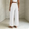 thumbnail image 3 of Linen Wide Leg Pants for Women Elastic Waist Solid Color Palazzo Pants Casual Summer Drawstring Long Pants with Pockets Flowy Beach Vacation Clothes, 3 of 8