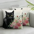 thumbnail image 2 of COMIO  Black Cat and Watercolor Flower Farmhouse Pillow Cover Decorative Square Throw Pillow Cover for Sofa Couch Decoration  2Pcs, 2 of 6