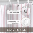 thumbnail image 4 of Vintage Pink Striped Fabric Shower Curtain for Bathroom, Rustic Farmhouse Shower Curtain, Boho French Country Cottagecore Style, 66x72inch, 4 of 6