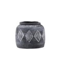 thumbnail image 1 of Benjara BM208724 Round Cement Pot with Banded Rim Mouth & Diamond Pattern, Gray - Small, 1 of 1