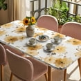 thumbnail image 3 of Yellow Spring Floral Table Cloths for 6 Foot Rectangle Tables, Elegant Flowers Summer Botanical Patio Waterproof Elastic Fitted Tablecloths, Washable Rectangular Table Cover for Camping, 3 of 8